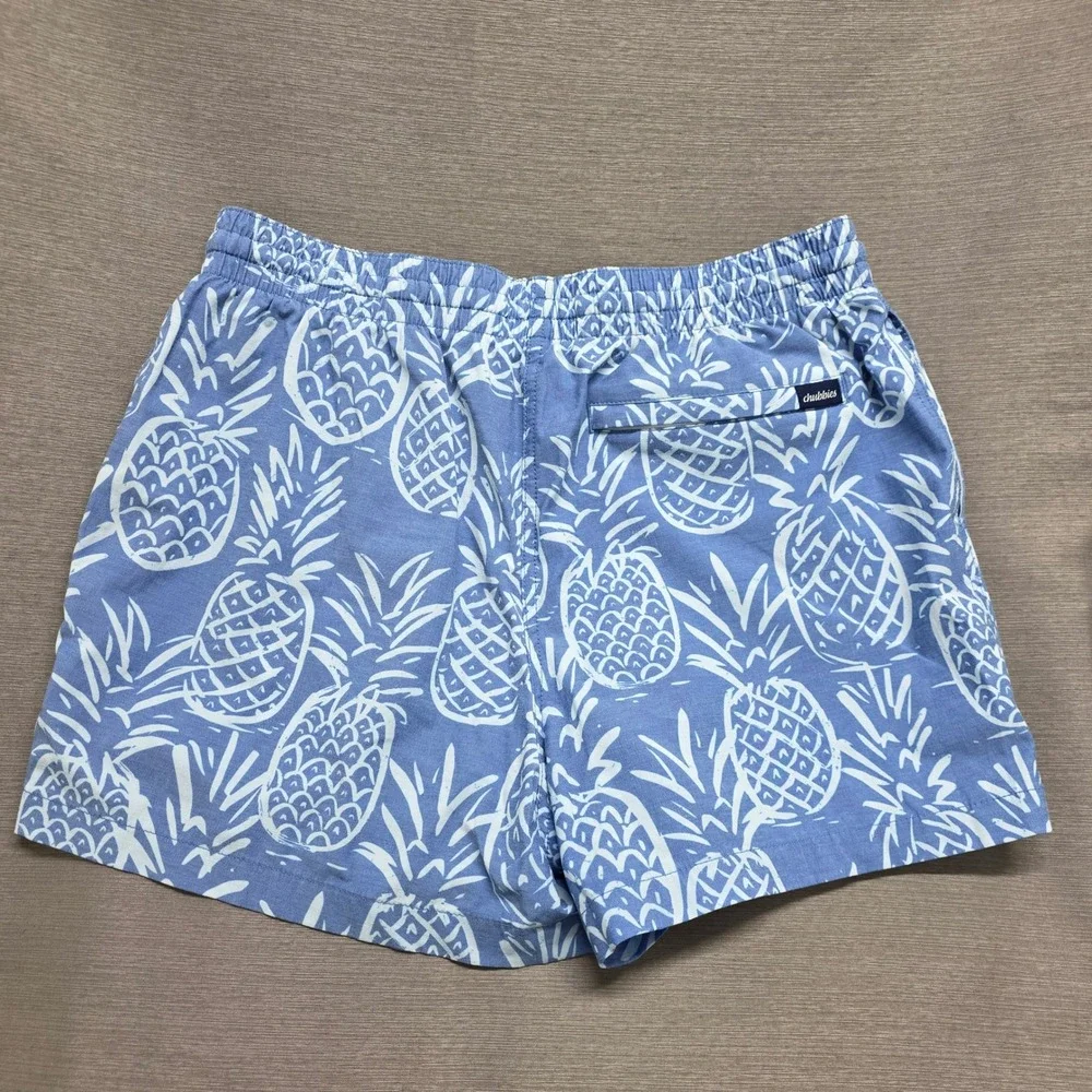 chubbies Light Blue Pineapple Print Swim Trunks 4” Inseam